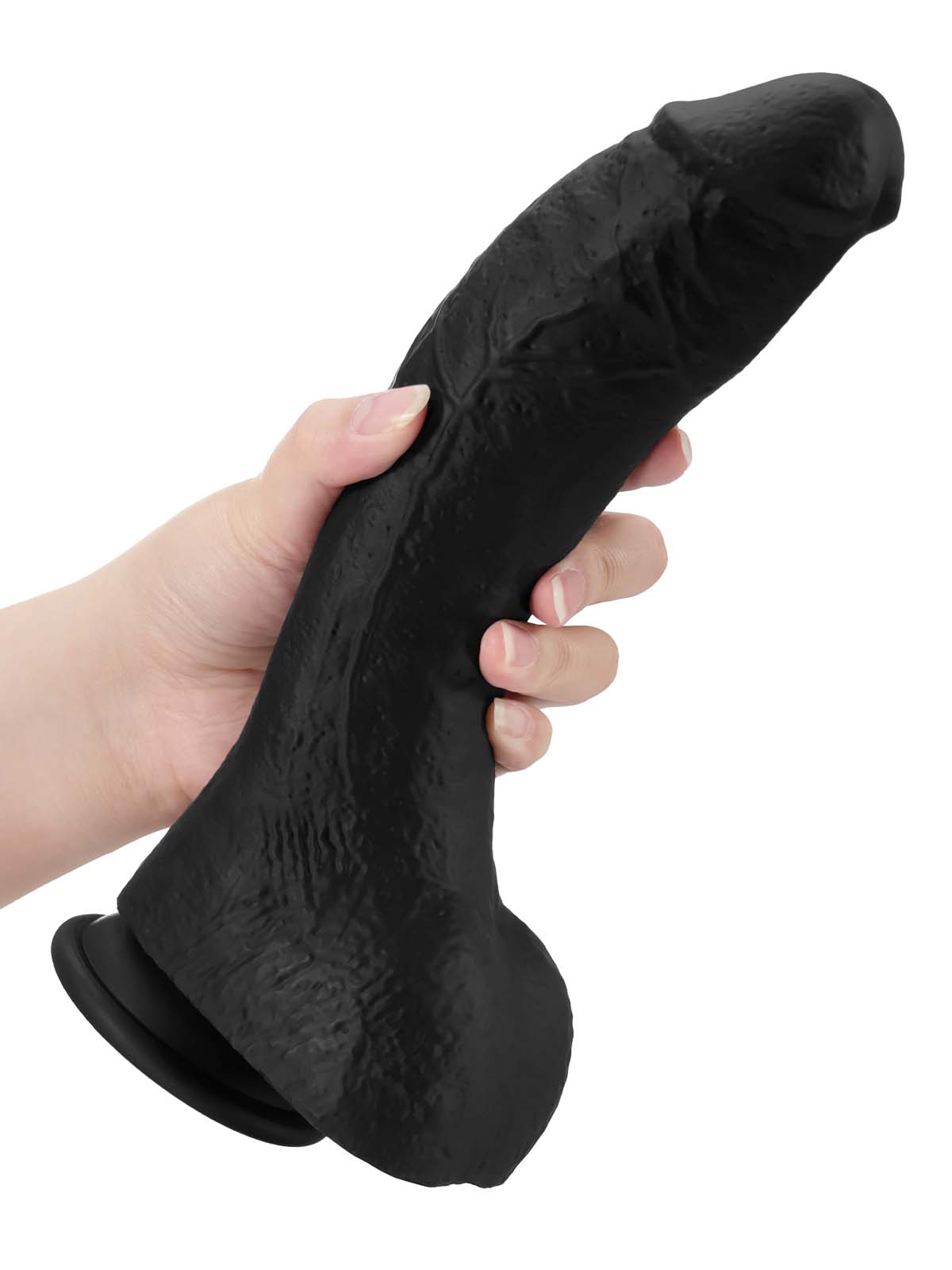 Jason 10" X 2" Luv BBC black soft thick curved realistic dildo made of dual-density silicone for intense pleasure
