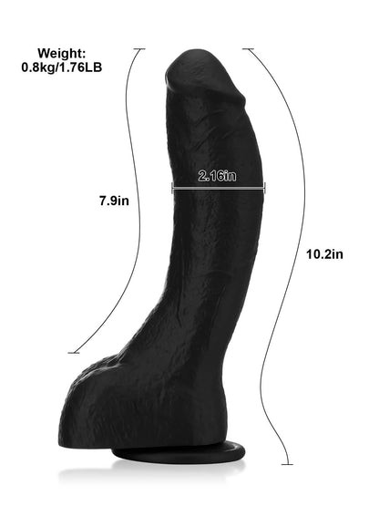 Jason 10" X 2" Luv BBC Black Soft Thick Curved Realistic Dildo - RealCocks