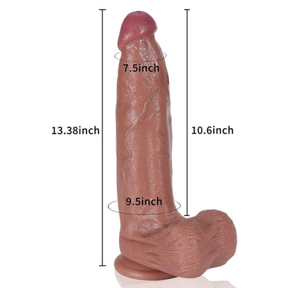 Bruce 13 Inch Realistic Huge Dildo Dual Density Dildo Real Feeling Lifelike Skin - RealCocks