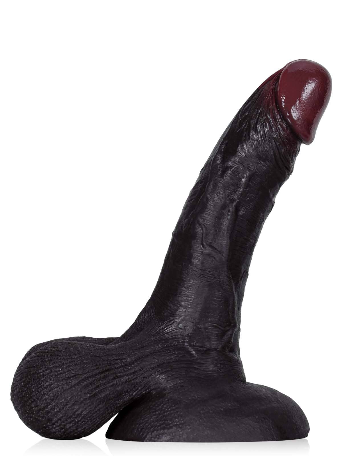 Kellz 7.6 inch black realistic dildo with suction cup and hanging moving balls for women