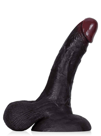 Kellz 7.6 inch black realistic dildo with suction cup and hanging moving balls for women