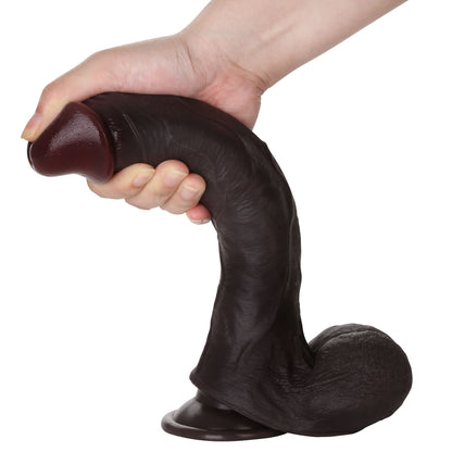 Knight 10 inch Real Feel Ball Super Realistic Glan Black Dildo - RealCocks