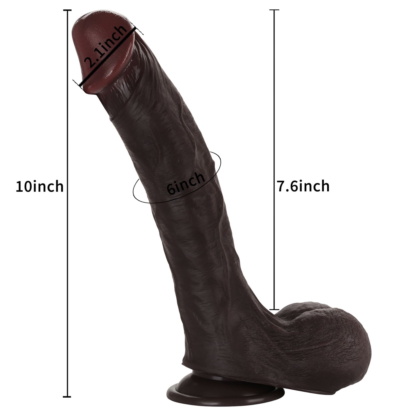 Knight 10 inch Real Feel Ball Super Realistic Glan Black Dildo - RealCocks