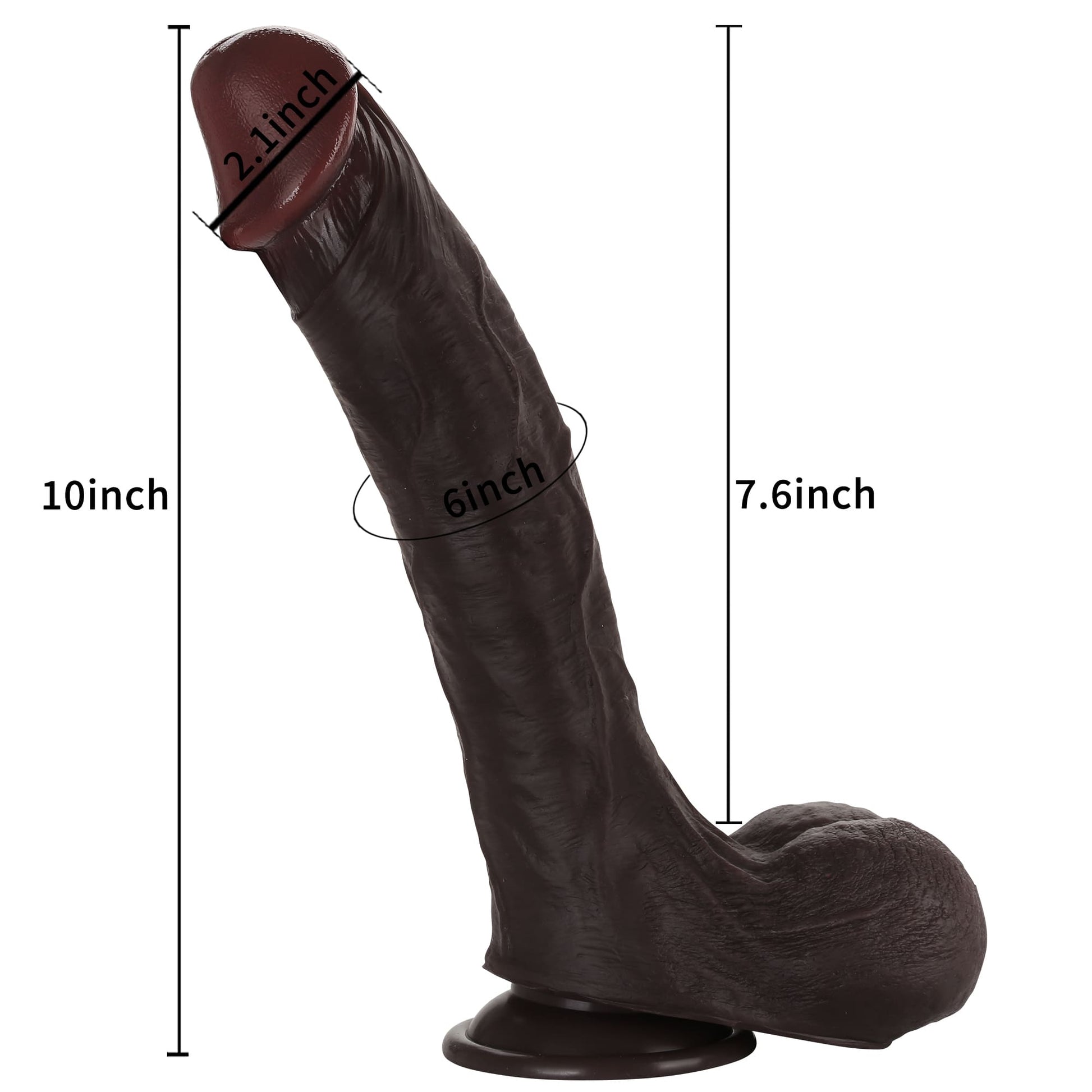 Knight 10 inch Real Feel Ball Super Realistic Glan Black Dildo - RealCocks