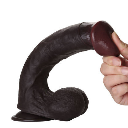 Knight 10″ Realistic Black Silicone Dildo with Suction Base - RealCocks