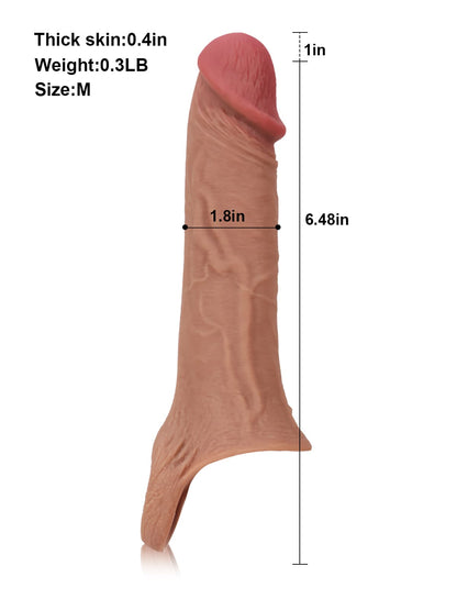 Perfect 8” Length x 5.9” Girth M/L Size Penis Sleeve With Ejaculatory Hole - RealCocks