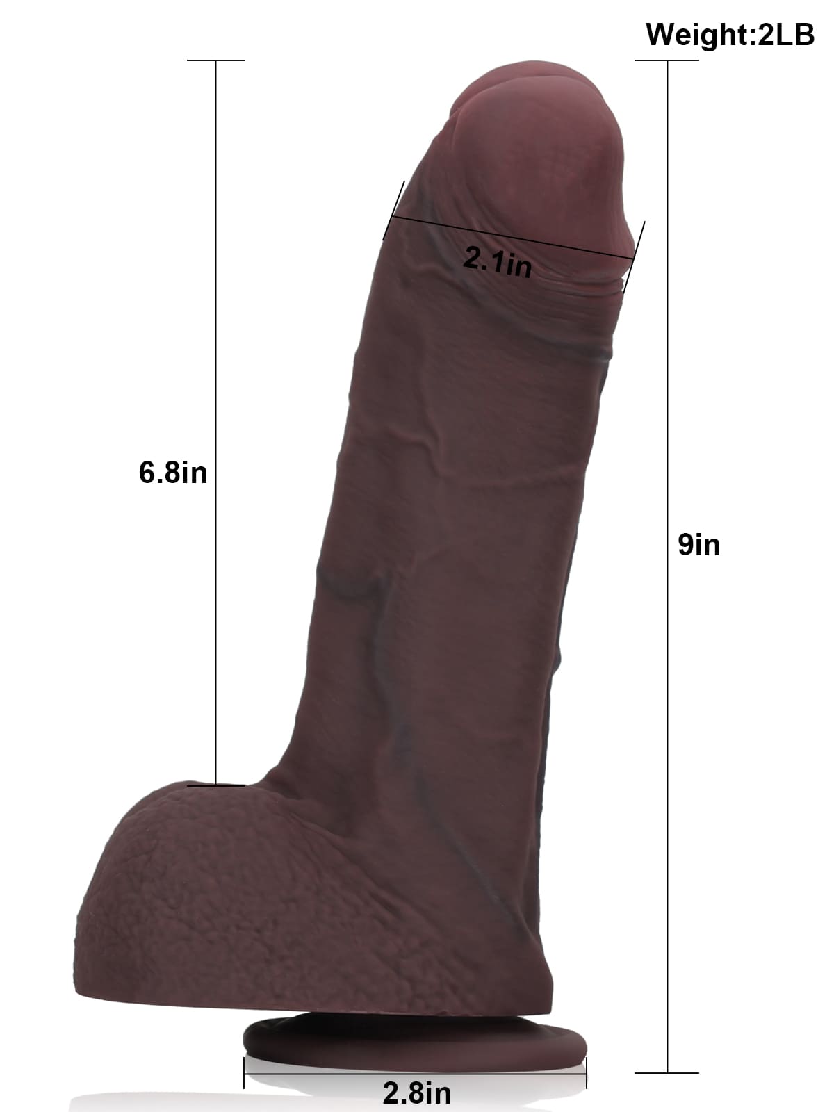Martin 9" X 2.1" Real Feel Thick Realistic Black Cock Dildo - RealCocks
