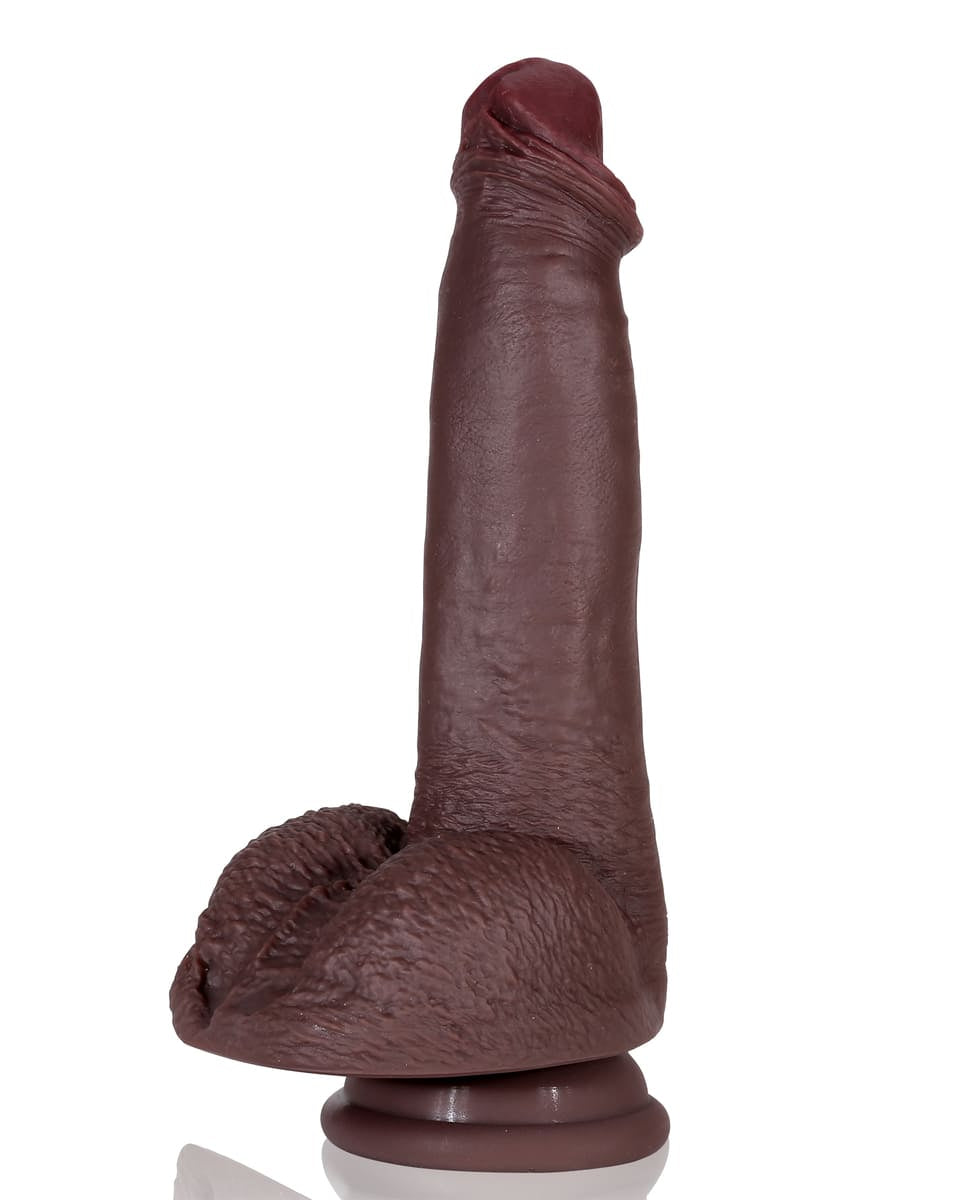 Max 7.4in Ultra Lifelike Skin Most Realistic Dildo Black Dildo - RealCocks