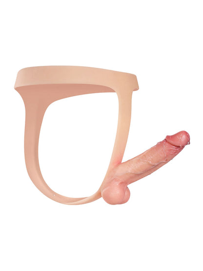 Nathan Flesh Realistic Silicone strapped dildo with sexy thong style and lifelike texture.