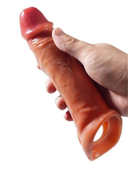 Palm 7.8” Length x 4.1” Vibrating Girth Silicone Penis Sleeve - RealCocks
