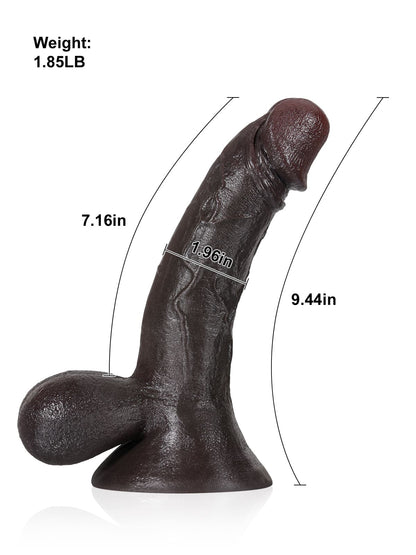 Rob 10" x 2" BBC Dildo With Swinging Balls & Metal Keel Bendable - RealCocks