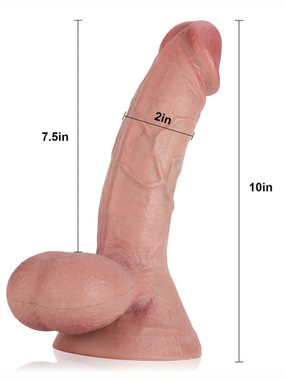 Rob 10" x 2" Realistic Soft Dildo With Swinging Balls & Metal Keel Bendable - RealCocks