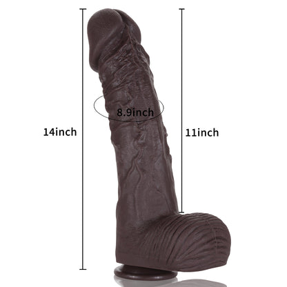 Tony 14 inch Black Big Realistic Dildo Dual Density Huge Dildo Unisex - RealCocks