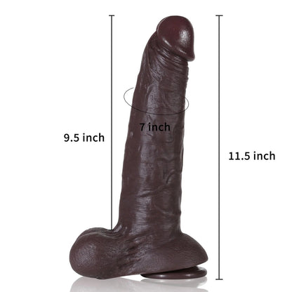 Levi 11inch Big Black Hyper Silicone Realistic Dildo with detailed design and suction base for stability