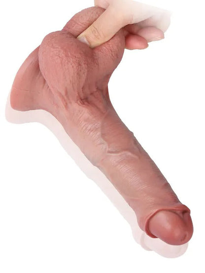 Chris 8.2" x 1.6" Uncut Realistic Dildo With Swinging Saggy Balls - RealCocks